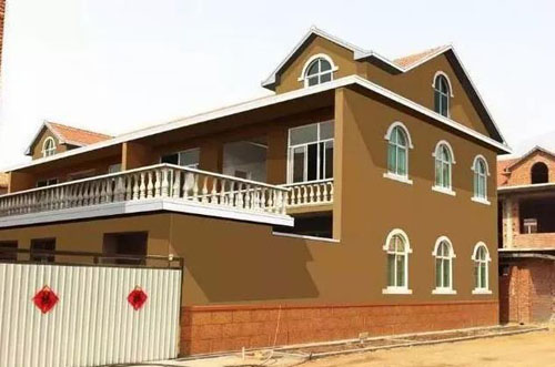 在農(nóng)村小別墅用真石漆裝修外墻，效果圖美絕了